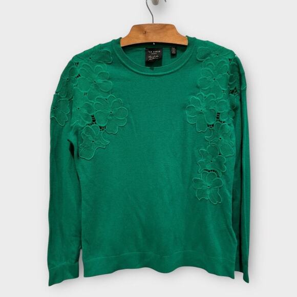 TED BAKER Yizelda Lace Shoulder Sweater Size 2 - Picture 1 of 7